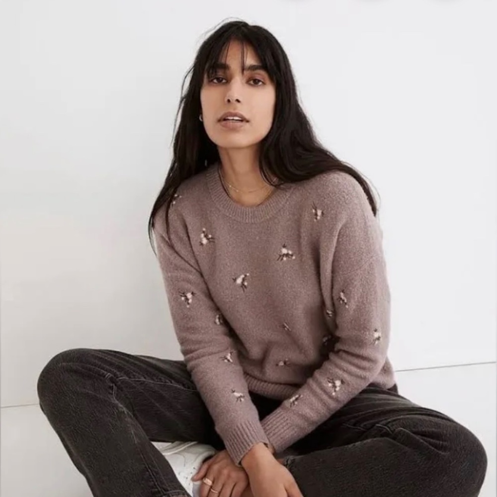 Madewell Lilac daisy sweater xs